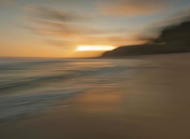 Abstract long exposure of a sunset at Savinia beach in Mauritius, with blurred motion creating a dreamy and surreal effect