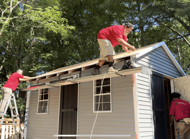 Imperial Custom Sheds in-house crew building a custom shed on-site — no subcontractors used