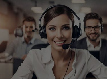 Customer Support Representative ,friendly customer service agent wearing a headset, assisting client