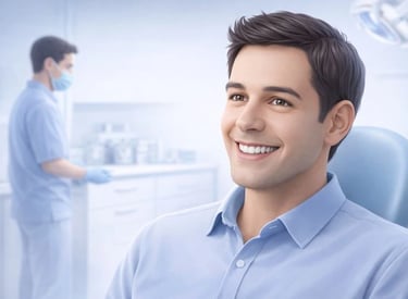 Patient smiling comfortably after dental implant treatment