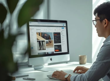 A man creating a website on a Mac computer