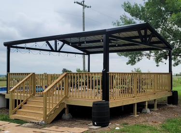 Wood Deck with Metal Patio and Roof