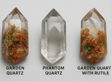 Garden Quartz vs Phantom Quartz vs Garden Quartz with Rutile