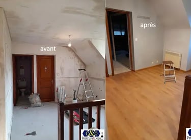 avant après rénovation plafond, mur et sol