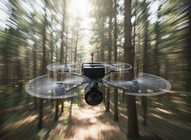 FPV drone in the woods