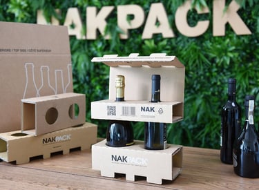 a paper box with two bottle of wine