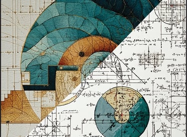 watercolor golden spiral with intricate geometric equations