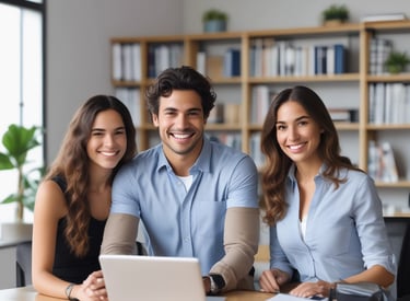 Team collaborating on digital marketing strategies using laptops and tablets