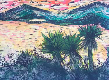 "La esperanza reflejada en las aguas doradas de la laguna". Obra de luz y contemplación.