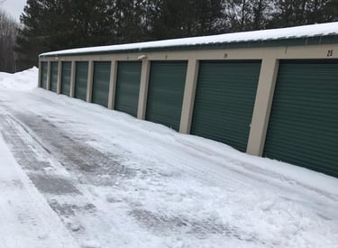 Self Storage Units in winter . Hurley, WI