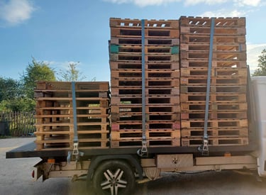 Truck full of repaired pallets