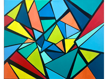 Mid-Century Modern Abstract Art Colorful Triangles Art by Frankie