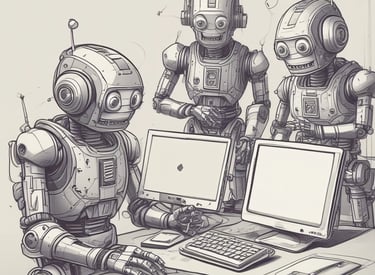 A modern office setting with a team collaborating on website design.