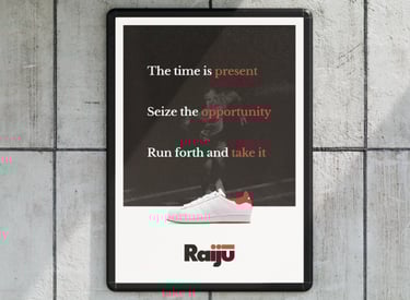 Haiku poster for Raiju Sportswear on a concrete background