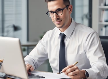 A consultant discussing insurance options with a client in a welcoming office.