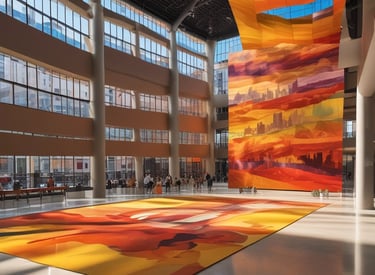 A vibrant art installation showcasing a blend of traditional and contemporary styles.
