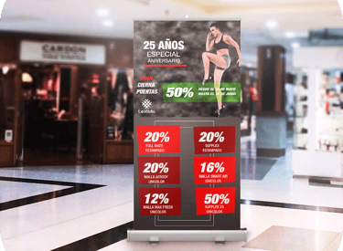 impresión de gigantografías en banner, roll screen 2x1 personalizado