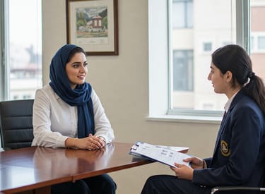 TestMyCareer - A career counselor in a session with a high school student