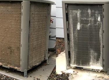 Heat Pump System filters washed and cleaning in progress