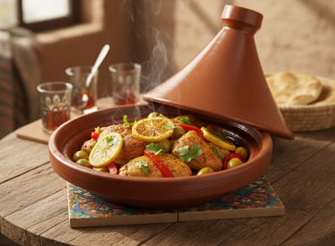 Moroccan chicken tagine with olives and lemon