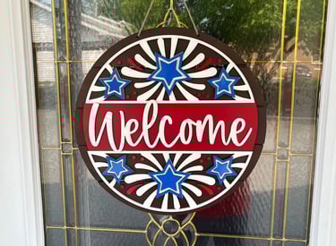 laser cut and painted wooden welcome door or wall hanger
