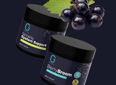 dark color food supplement package with blackcurrant flavor
