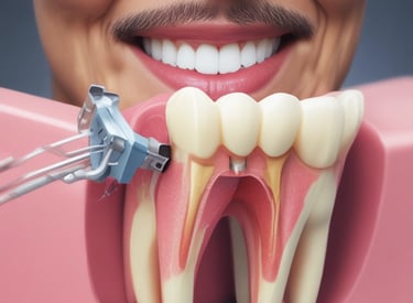 Before and after results of a teeth whitening procedure.