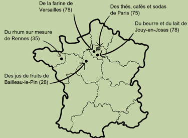 Une carte de France des matières premières