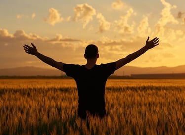 A person mindfully enjoying a sunset