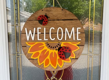 laser cut and painted wooden welcome door or wall hanger
