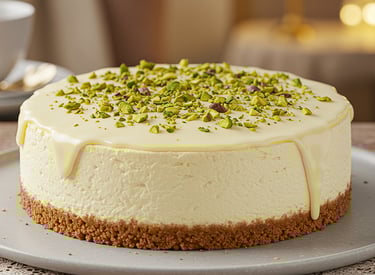 tarta de queso chocolate blanco y pistachos