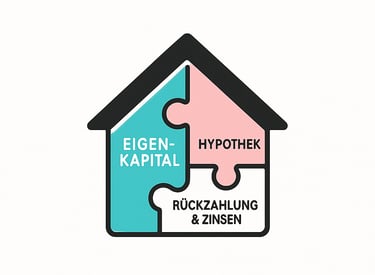 a house with a puzzle piece in the middle of it