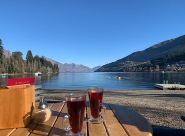One of Queenstown luxury restaurant. View of Lake Whakatipu