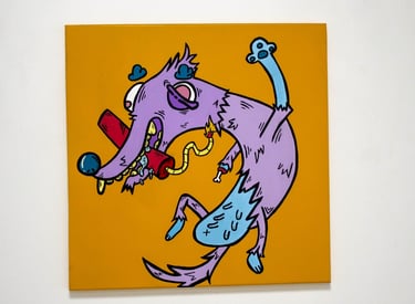 "peinture-gore-humoristique.jpg" alt="Illustration gore humoristique aux couleurs vives, style ligne