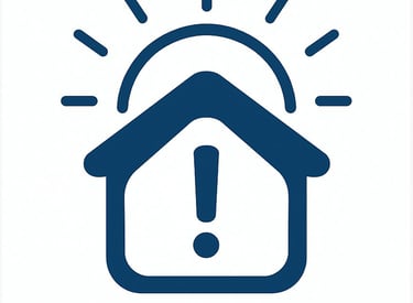 a house with a house icon on a white background