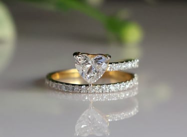 a Lab-Grown Diamonds ring with a heart shaped lab created diamond