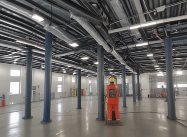 two men in safety vests standing in front of a building