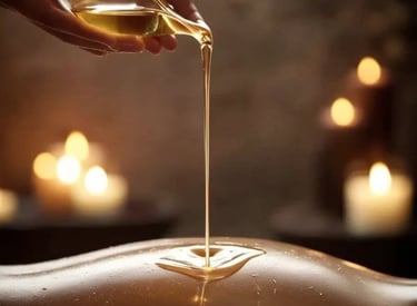 Professional therapist demonstrating Nuru massage technique