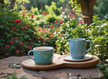 A close-up shot of a minimalist ceramic mug resting on a wooden table with soft natural light.