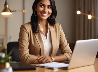 A creative workspace showcasing design tools and inspirational quotes.