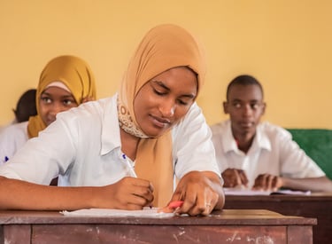 a woman in a white shirt and a man in a yellow shirt