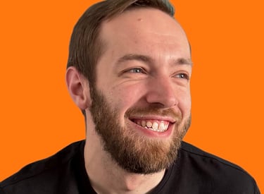 Headshot of founder/designer facing to the right