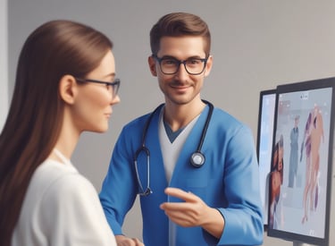 An AI avatar representing a medical expert, ready to assist users.