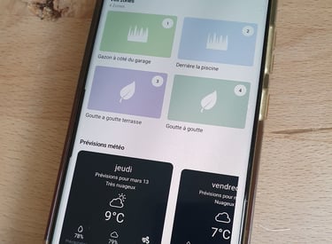 a phone with a phone showing a weather station