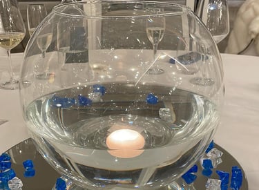 sfera con acqua e candele