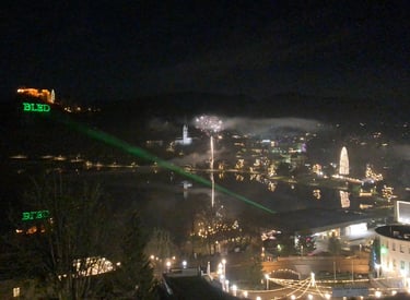 Laser show on Bled castle for New Years Eve