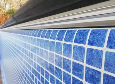 A blue and white swimminng pool liner