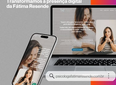 Notebook e celular mostrando uma Landing Page
