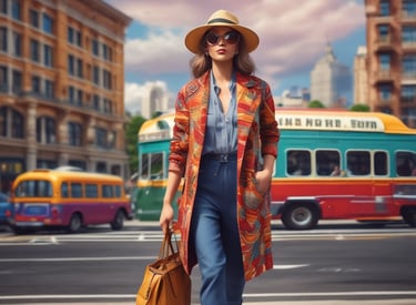 a man riding a skateboard down a street next to tall buildings