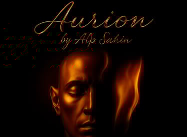 Abstract golden soundwave on a dark background representing Aurionism’s original music